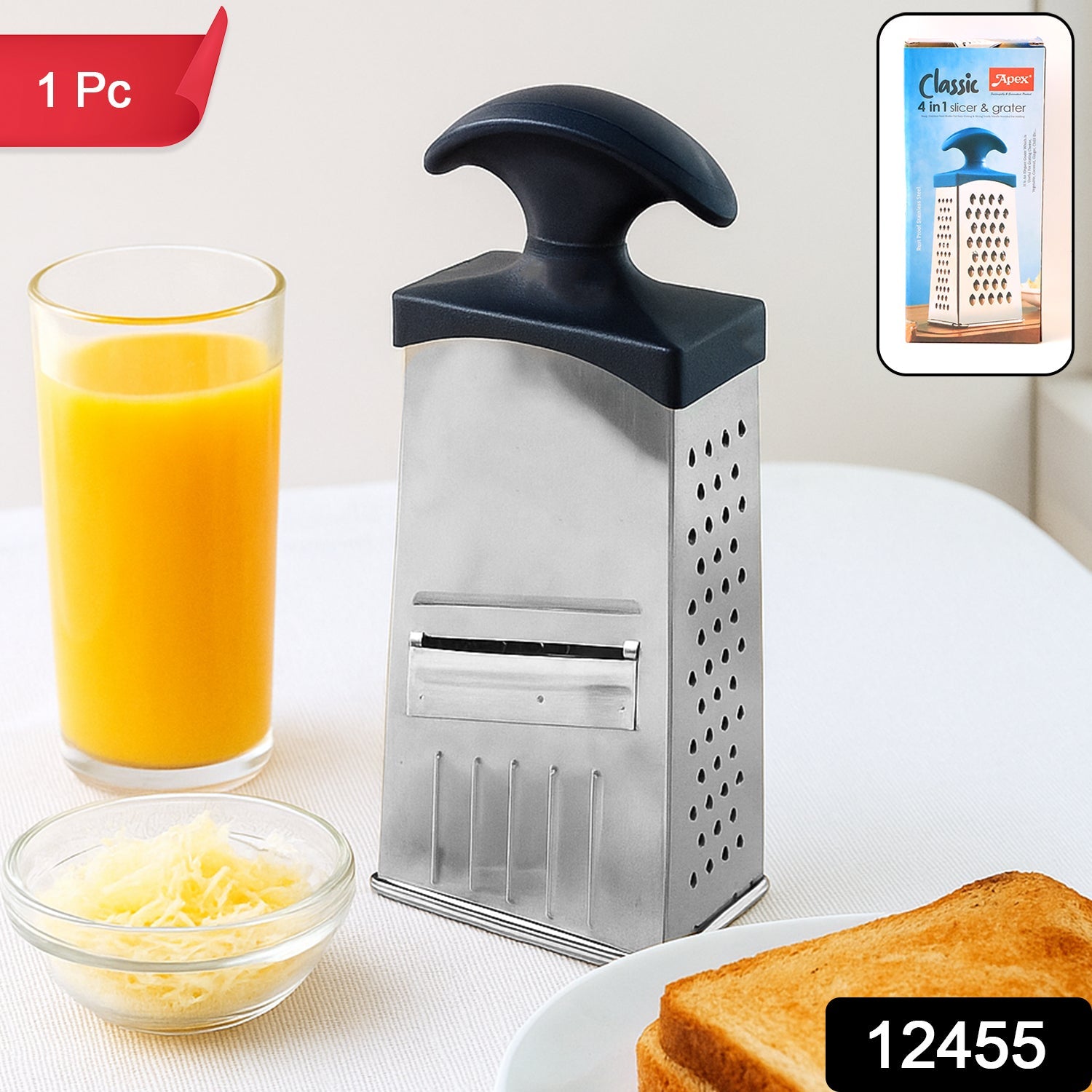 2-in-1 Stainless Steel Grater and Slicer with Handle 2-in-1 Stainless Steel Grater and Slicer with Handle